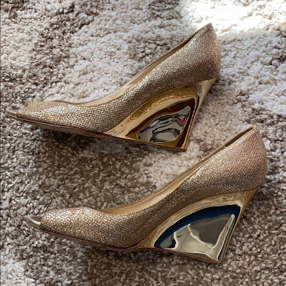 Used Jimmy Choo Gold Wedges - Picture 4 of 6